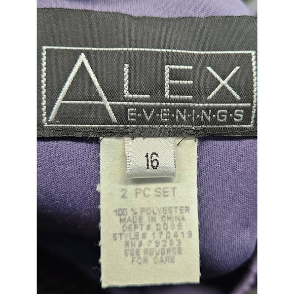 Alex Evenings Purple Chiffon Pleat Maxi Gown Size 16 New With Tags Formal Prom W - Picture 6 of 9